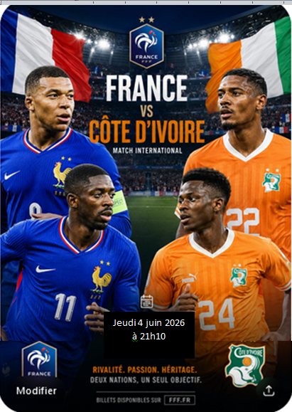 match amical FRANCE / Côte-d'Ivoire.