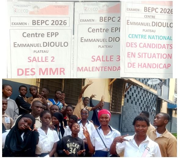 les élèves devant leur centre d'examen BEPC