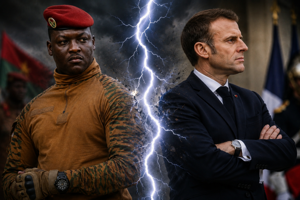 Le Burkina Faso rompt ses relations avec la France-le Président du Burkina Faso -Ibrahim Traoré et le président Français Emmanuel Macron- TSF Média Actualités