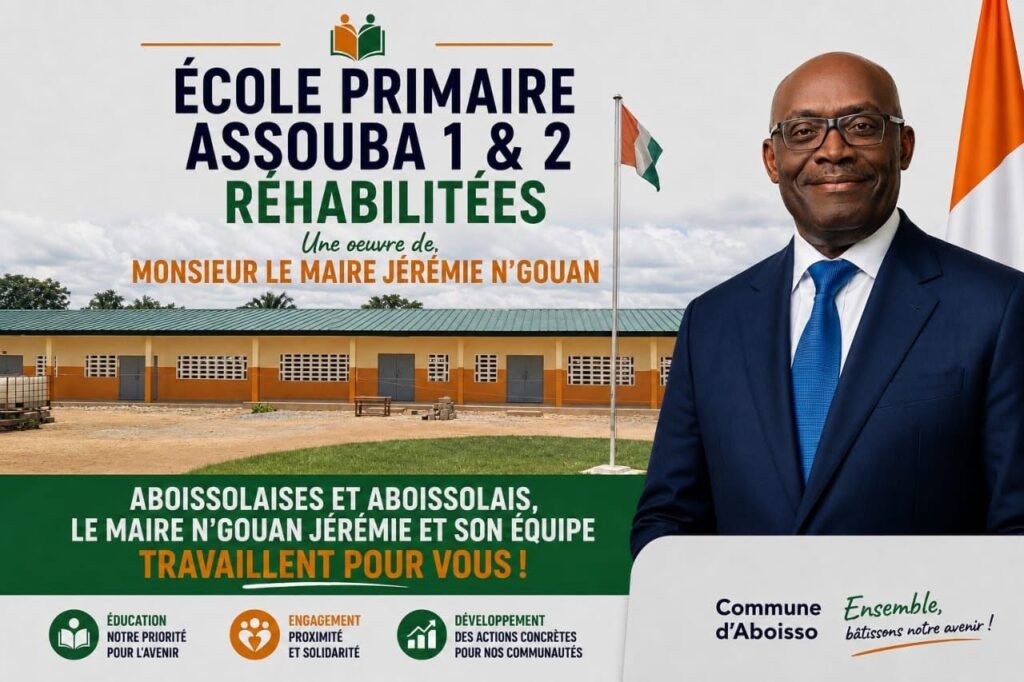 Réhabilitation d’écoles primaire à Aboisso par le Le Maire, Jérémie Alfred N’Gouan