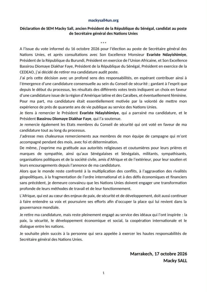 declaration de SEM Macky Sall -tsf media presse